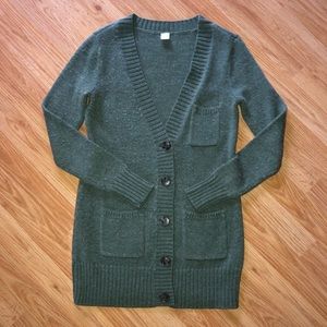Long Army Green Cardigan, size M